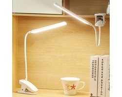 LED-leeslamp met clip, USB-oplaadbaar, oogvriendelijk, 24 LED's, flexibele hals, nachtlampje voor bed, aanraakbediening, draagbaar, klembaar, bureaulamp voor bedhoofdbord, computer