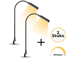 Led Leeslamp Met Dimfunctie – Set van 2 – Klemlamp voor Bureau & Bed – Dimbare Boeklamp – Flexibele Bedlamp – Mat Zwart Aluminium