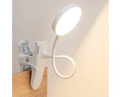 LED Leeslamp met Klem -Boeklampje - Klemlamp- USB Oplaadbaar - Flexibel -3 Lichtstanden - Voor Boek, Bed, Bureau