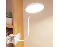 LED Leeslamp met Klem -Boeklampje - Klemlamp- USB Oplaadbaar - Flexibel -3 Lichtstanden - Voor Boek, Bed, Bureau