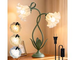 Led-Leeslamp - Tafellamp - Bed Nachtkastje Leeslamp - Ontwerp met Lelietjes-Van-Dalen - 3 Instelbare Kleurtemperaturen - 360° Flexibel Verstelbaar - Oplaadbaar - Voor Huis, Tuin en Feestjes
