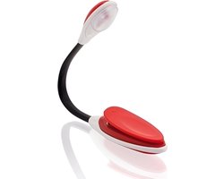 LED leeslampje met klem - 2x - buigbaar - op batterijen - rood - boeken lezen - 25 cm