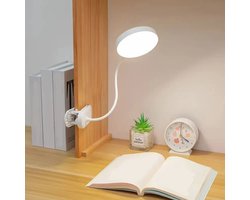 LED-leeslampje met klem - Boeklamp - Slaapkamerlamp - Studielamp - Klemlamp - Oplaadbaar en op het stopcontact aansluitbaar - 360° flexibel draaibaar - 3 lichtstanden - Geschikt voor boeken, naast het bed en op het bureau