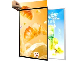 LED Lichtbak Display - Verlichte Posterhouder - Menu Tonen - Ultraslank Profiel - A3 - Zilver