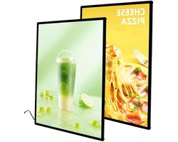 Led Lichtbak - Reclame Display Frame - Menu Tonen - Ultradun Aluminium Frame - 30x120 cm - Zwart