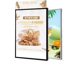 LED Lichtbak - Reclame Display - Menu Tonen - Ultraslank Aluminium Frame - A3 - Zilver