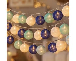 LED-lichtslinger - buitenverlichting - lichtsnoer buiten - 8 standen - USB-voeding - Kamerdecoratieverlichting - 3 meter x 20 lampjes - blauw - PVC