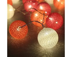 LED Lichtsnoer Binnen - Warmwitte Decoratie met Katoenen Ballen voor Feest en Slaapkamer