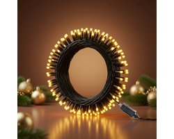 LED Lichtsnoer Buiten Binnen 10m 100 Warmwitte LEDs met Timer 8 Modi Geheugenfunctie IP44 Groene Kabel