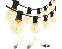 LED Lichtsnoer buiten - Koppelbare Lichtslinger - Tuinverlichting - Waterdichte Led Prikkabel met alloy wire- Feestverlichting - Lampjes slinger - 30 Led Lampen (+ 2 extra led )-Netstroom- 9.1 Meter