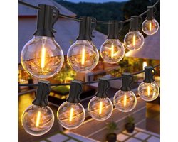 LED-lichtsnoer - lichtsnoer buiten - tuinverlichting buiten lichtsnoeren - Waterdichte buitenverlichting voor kamperen - 10 meter x 20 lampjes - Warm wit - PVC/PET