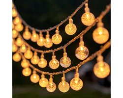 LED-lichtsnoer met bollen - op batterijen - geschikt voor familiebijeenkomsten, terrassen, tuinen en bruiloften (6 m, 40 LED's, warme kleur)