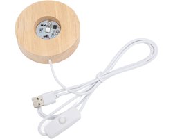 LED Light Base - Lamp Holder - Decoratie - Eiken - 5V - Ronde Schakelaar - Hout - 2 Cm - 0.8 Inch Dikte - Massief Hout Materiaal - USB Vloerlampen - Kleurrijke Basis