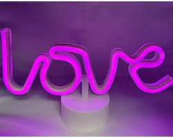 LED Love met neonlicht - roze neon licht - Op batterijen en USB - hoogte 28.5 x 16 x 8.5 cm - Tafellamp - Nachtlamp - Decoratieve verlichting - Woonaccessoires