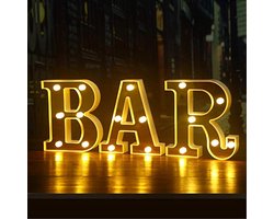 LED Marquee Letters Lights - BAR Sign Letter Lamp - Letter Lighting - Illuminated Letters Night Lights Decoration - Battery Powered for BAR Pub Home Party Wedding Decoration - Gouden Bar