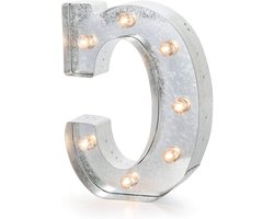 LED metalen letter C - Verlichte letter - Woning decoratie - Op batterijen - 25.5 x 19 cm - Zilver