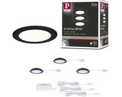LED-meubelinbouwlampen Set van 3 rond 65 mm 3x2,5W 3x180lm 230/12V 3000K Zwart mat