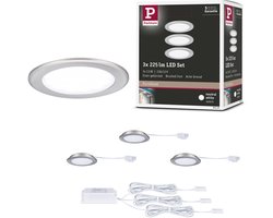 LED-meubelinbouwlampen Set van 3 rond 65 mm 3x2,5W 3x180lm 230/12V 4000K Staal geborsteld