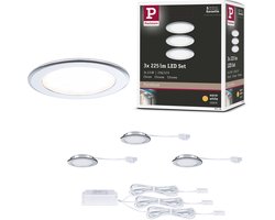 LED-meubelinbouwlampen Set van 3 rond 65mm 3x2,5W 3x180lm 230/12V 3000K Chroom