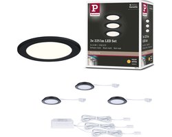 LED-meubelinbouwlampen Set van 3 rond 65mm 3x2,5W 3x180lm 230/12V 3000K Zwart mat