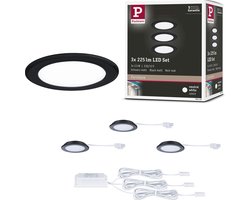 LED-meubelinbouwlampen Set van 3 rond 65mm 3x2,5W 3x180lm 230/12V 4000K Zwart mat
