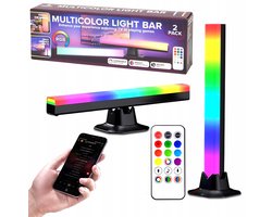 LED Multicolor Bar Set – 2x RGB Lichtbalken – 32 LED’s – Muzieksynchronisatie – USB – Compact & Draagbaar – Inclusief Standaardmontage