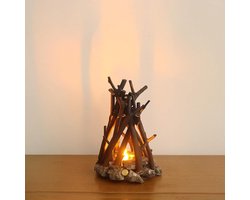 LED-nachtlampje, houten kampvuur-LED-dimlamp met 3 verlichtingsstanden en vlamgeluid, USB-aangedreven kindernachtlampje en bureaulamp voor slaapkamer, kantoor en ontspanning, M