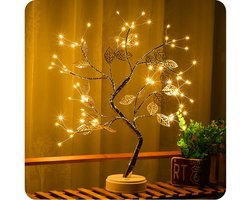 LED Nachtlampje Starlight Boomlamp – 50 cm – Buigbare Takken Met Warm Licht – USB En Batterij Voeding – Voor Slaapkamer Bureau Woonkamer Decor – Koperkleur