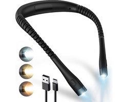 LED Nek Leeslamp - Licht voor Lezen in Bed - USB Oplaadbaar - E-Reader Leeslampje - Neklamp - Flexibel - Zwart