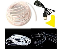 LED Neon Draad - Verlichtingssnoer - Auto Interieur - Flexibel en Knipbaar - 10 Meter - Wit