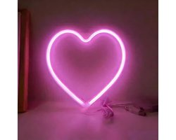 LED Neon Hart Lamp Roze - Neon Sign - Neon Verlichting - Neon Led Lamp - Wandlamp - USB en Batterij - Slaapkamer Kinderkamer Wanddecoratie