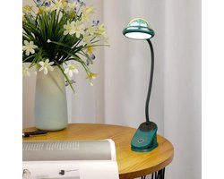 LED Opvouwbare Klem Bureaulamp, Dimbare Leeslamp Voor Kinderen Met Mini-projector Nachtlampje, Oplaadbaar Via USB, Aanraakgevoelige Instelling, Geschikt Voor Slaapkamers En Woonkamers-Groen