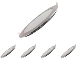 LED Paneel Downlight 12W Slim Rond ALU (5 stuks) - Wit licht - Edelstaal - Zilver - Pack de 5 - Wit Neutre 4000K - 5500K - Aluminium - SILUMEN