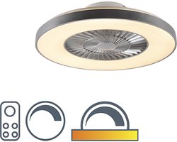 LED Plafond ventilator met Verlichting | Lamp en Afstandsbediening - 1 lichts - Ø 59 cm - Zilver - Slaapkamer - Climo