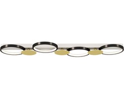 LED-plafondlamp 38W 1500LM 3000K-6500K-plafondlamp voor de woonkamer met 4 lampen-afstandsbediening-zwart+goud