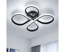 LED-plafondlamp, 52 cm moderne plafondlamp, koel wit, 6500K, 45W 5062LM, acryl plafondlamp voor slaapkamer, badkamer, woonkamer, keuken, gang, zwart