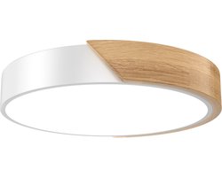 LED Plafondlamp 96W, Koel Licht Slaapkamer Woonkamer Kamerlamp Houtlook Rond Weiß