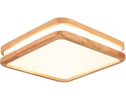 LED Plafondlamp Hout Plafonniere Vierkant voor Slaapkamer Woonkamer Badkamer Neutraal Licht
