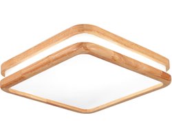 LED Plafondlamp Hout Plafonniere Vierkant voor Slaapkamer Woonkamer Badkamer Wit Licht