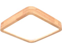 LED Plafondlamp Hout Vierkant Plafonniere voor Slaapkamer Woonkamer Badkamer 4500K Neutraal Licht