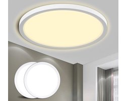 LED plafondlamp IP44 Waterdichte Badkamerlamp Rond Plat 18W 3000K 1600LM Dun voor Woonkamer Badkamer Slaapkamer Keuken Kelder Kantoor 220 * 24mm - Warm Wit - Hagesan