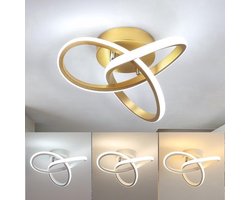 LED-plafondlamp, Moderne Plafondlamp 20W 2200LM, Goud Plafondlamp Voor Keuken, Hal, Eetkamer, Schakelaarbediening 3000K/4500K/6500K