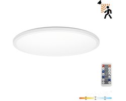 LED Plafondlamp NIVERA CIRCLE 18W Wit - IP54 - 3CCT 3000K/4000K/6000K - Bewegings- & Daglichtsensor - met Afstandsbediening | Geen fitting | Warm Wit-Koel Wit-Daglicht | 18 watt | 30.000 Branduren