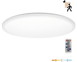 LED Plafondlamp NIVERA CIRCLE 32W Wit - IP54 - 3CCT 3000K/4000K/6000K - Bewegings- & Daglichtsensor - met Afstandsbediening | Geen fitting | Warm Wit-Koel Wit-Daglicht | 32 watt | 30.000 Branduren