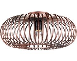 LED Plafondlamp - Plafondverlichting - Torna Johy - E27 Fitting - Rond - Industrieel - Mat Koper - Aluminium - 40cm