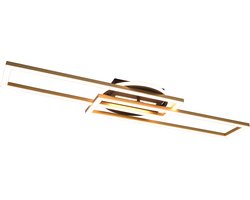LED Plafondlamp - Plafondverlichting - Torna Tiger - 30W - Aanpasbare Kleur - Afstandsbediening - Dimbaar - Rechthoek - Mat Goud - Aluminium