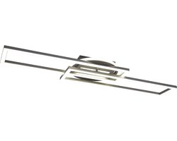LED Plafondlamp - Plafondverlichting - Torna Tiger - 30W - Aanpasbare Kleur - Afstandsbediening - Dimbaar - Rechthoek - Mat Nikkel - Aluminium