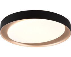 LED Plafondlamp - Plafondverlichting - Torna Zati - 24W - Aanpasbare Kleur - Afstandsbediening - Dimbaar - Rond - Mat Zwart - Kunststof