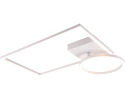 LED Plafondlamp - Plafondverlichting - Trion Viyona - 24W - Natuurlijk Wit 4000K - Dimbaar - Rechthoek - Mat Wit - Aluminium