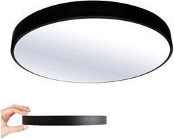 LED-plafondlamp – Ultradunne plafondlamp – LED-lamp voor slaapkamer – Lamp voor hal – Platte plafondlamp – Geschikt voor slaapkamers, badkamers, woonkamers en keukens – 165-265 V – 50 cm – 4250 lumen – 50 W – 4000 K – Rond acryl – Zwart
